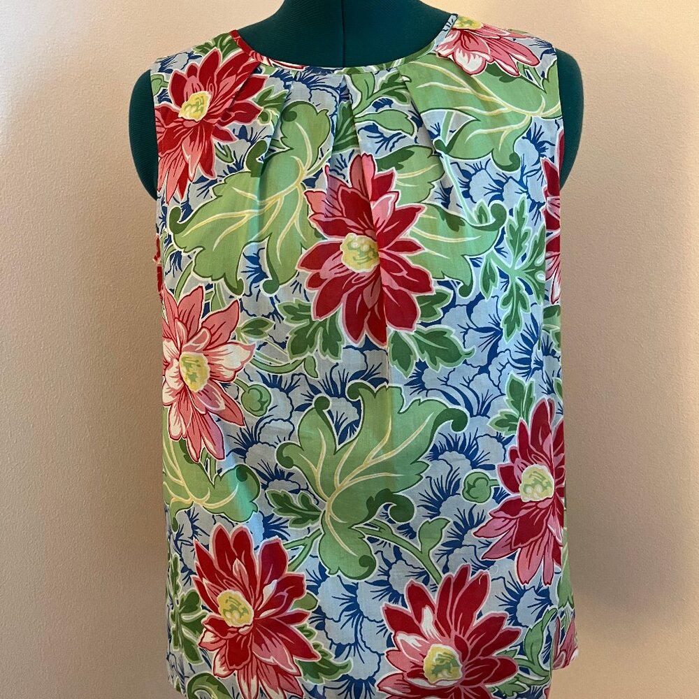 Talbots Floral Print Cotton Sleeveless Blouse